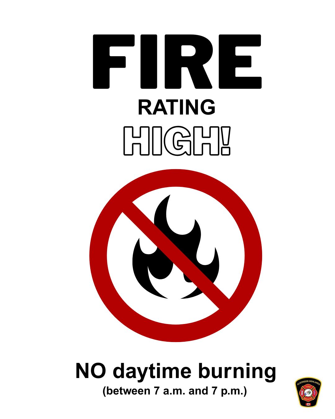 Image shows a poster indicating the fire rating is high.