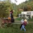 Image shows a fall display on the lawn of the Dorset Heritage Museum. 