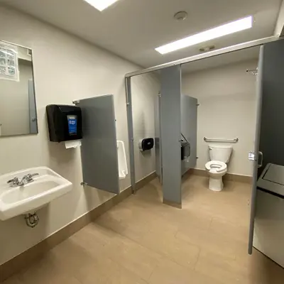 Image shows a washroom at Stanhope hall. 